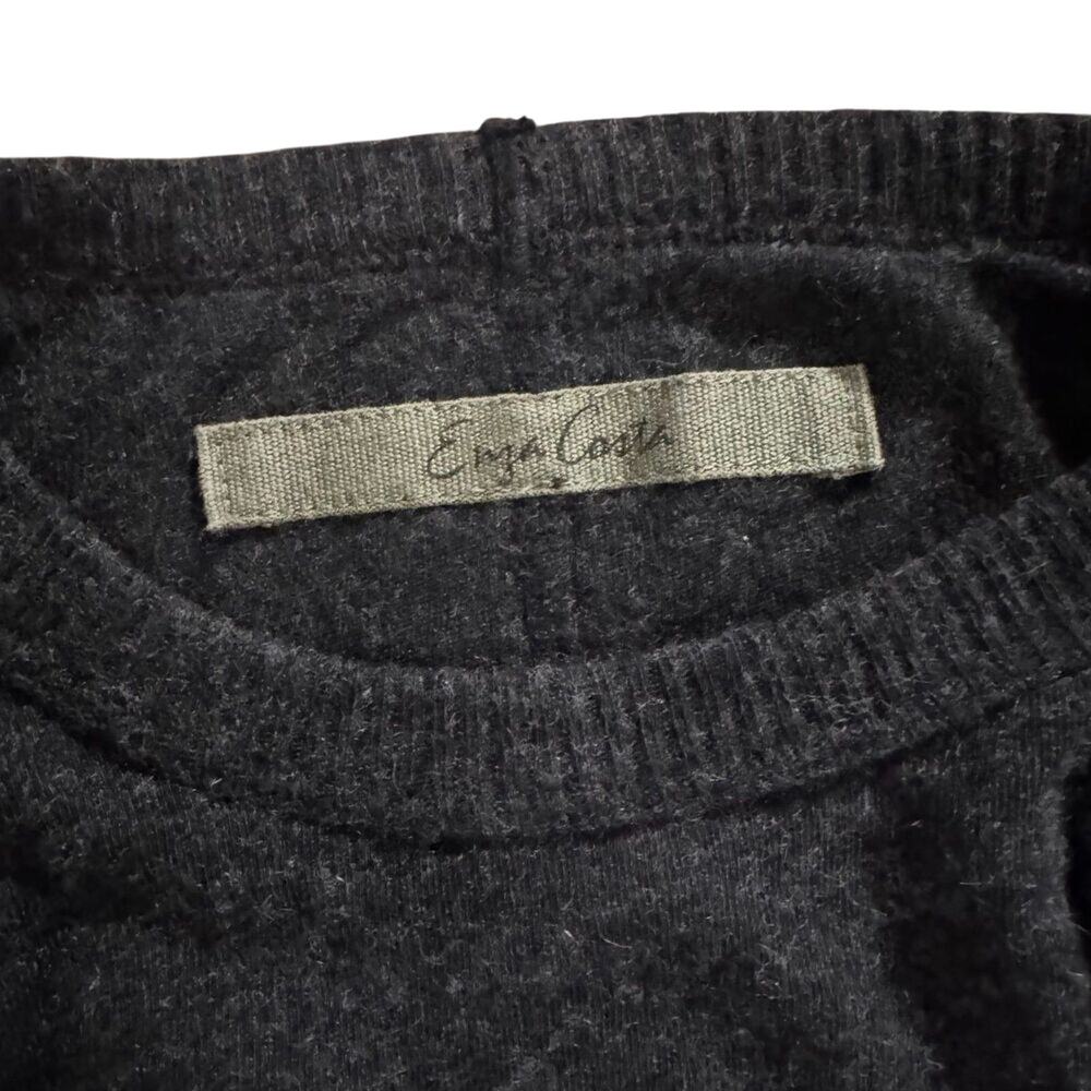 Enza Costa Size Small Cashmere Classic Long Sleeve Crew Charcoal Quiet Luxury